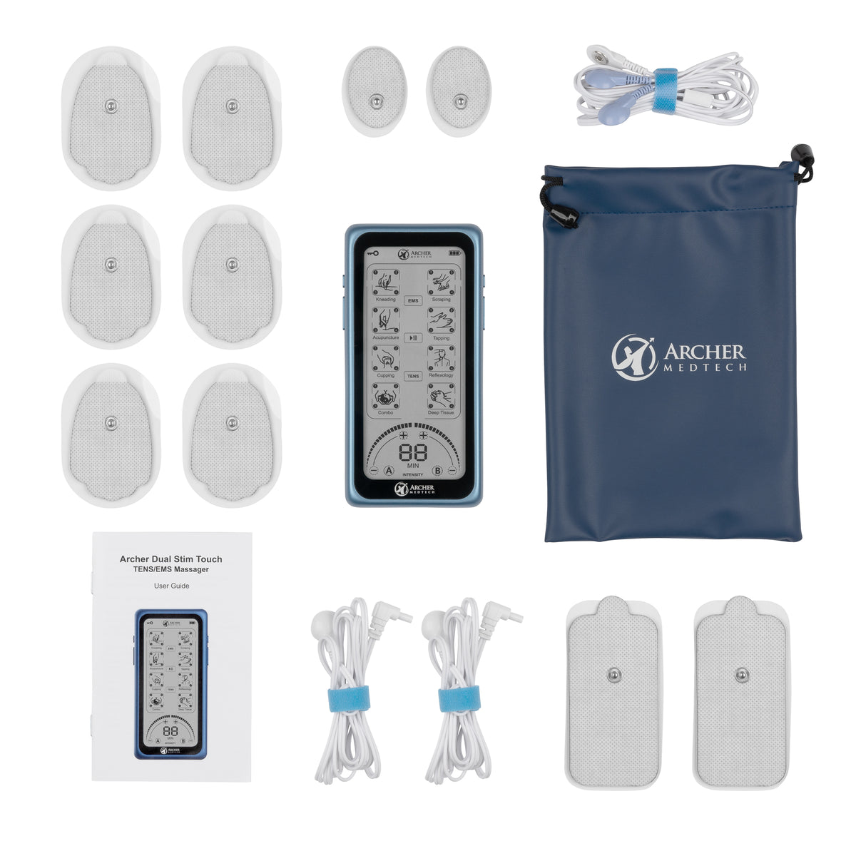 Dual Stim Touch TENS / EMS Unit with Bonus 20 Pack of Electrodes – Discount  TENS